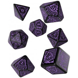  Комплект зарове Q-Workshop - Call of Cthulhu Horror on the Orient Express Dice Set: Black & Purple (7 бр.)