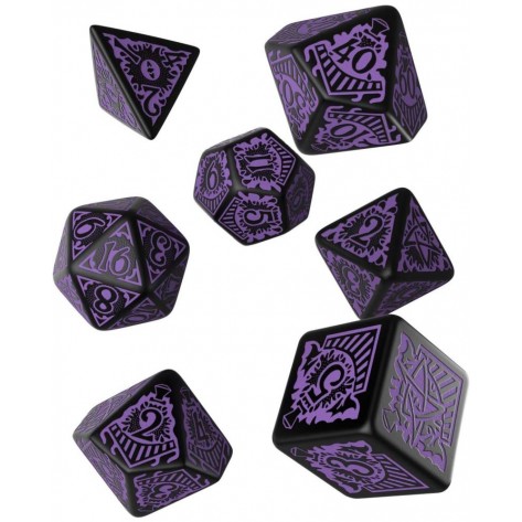 Комплект зарове Q-Workshop - Call of Cthulhu Horror on the Orient Express Dice Set: Black & Purple (7 бр.)