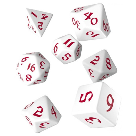 Комплект зарове Q-Workshop - Classic Runic RPG Dice Set, White & Red (7 бр.)