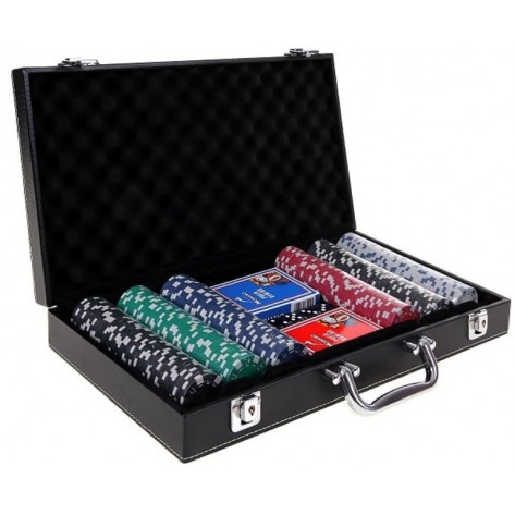 Кожено куфарче Modiano, с 300 покер чипа