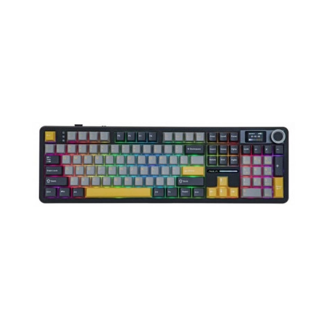 Механична клавиатура Aula - F108 PRO, безжична, Volcanic Switch, RGB, черно/сиво/жълта