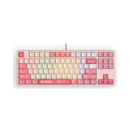  Механична клавиатура Bloody - S87 Energy Pink, BLMS Red Plus Linear, RGB, розова