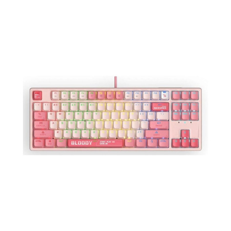 Механична клавиатура Bloody - S87 Energy Pink, BLMS Red Plus Linear, RGB, розова