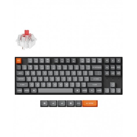 Механична клавиатура Keychron - K8 Max QMK, VIA TKL, Super Red, RGB, черна