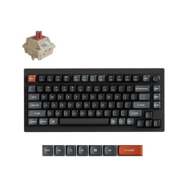 Механична клавиатура Keychron - V1 Ultra 8K, безжична, Silk POM Red, RGB, черна
