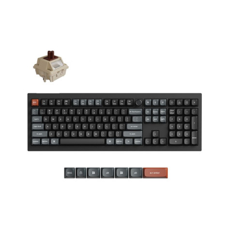 Механична клавиатура Keychron - V6 Ultra 8K, безжична, Silk POM Red, RGB, черна