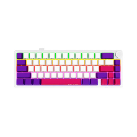 Механична клавиатура Lorgar - KBP70MW Mini, безжична, Linear, RGB, бяла/лилава