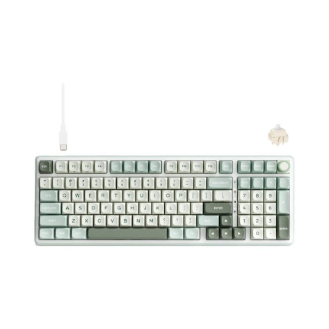 Механична клавиатура Royal Kludge - RK R98 Pro Sky Cyan, Cream Switch, RGB, синя