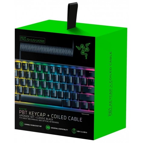 Гейминг комплект Razer - PBT Keycap + Coiled Cable Upgrade Set, черен