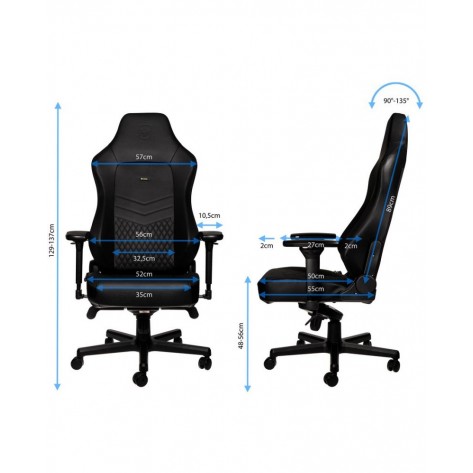 Гейминг стол noblechairs - HERO, естествена кожа, черен