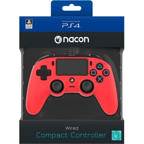 Контролер Nacon за PS4  - Wired Compact, червен