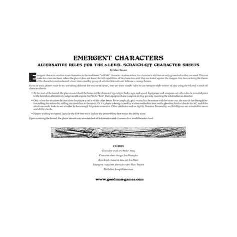 Аксесоар за ролева игра Mutant Crawl Classics RPG: 0-Level Scratch Off Character Sheets