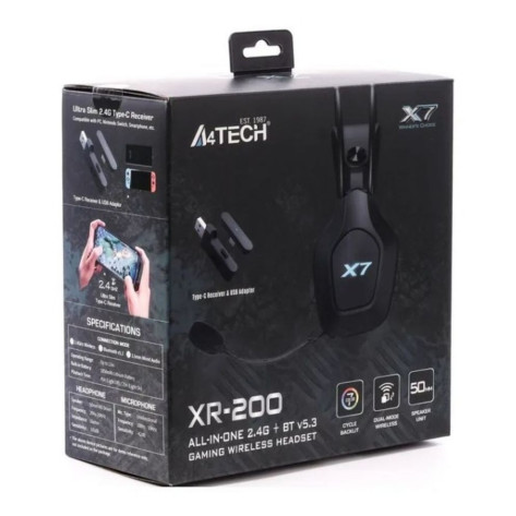 Геймърски слушалки A4tech - X7 XR-200, безжични, черни