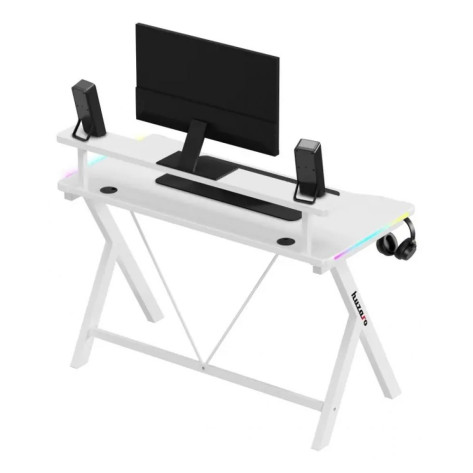 Гейминг бюро Huzaro – Hero 1.9 RGB, 120 x 60 cm, бяло