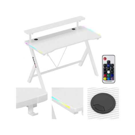 Гейминг бюро Huzaro – Hero 1.9 RGB, 120 x 60 cm, бяло