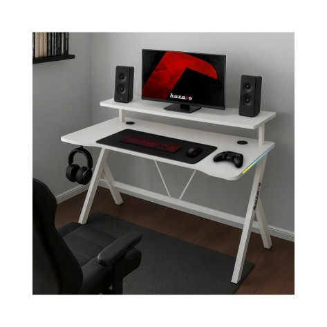 Гейминг бюро Huzaro – Hero 1.9 RGB, 120 x 60 cm, бяло