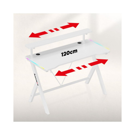 Гейминг бюро Huzaro – Hero 1.9 RGB, 120 x 60 cm, бяло