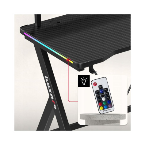 Гейминг бюро Huzaro – Hero 1.9 RGB, 120 x 60 cm, черен