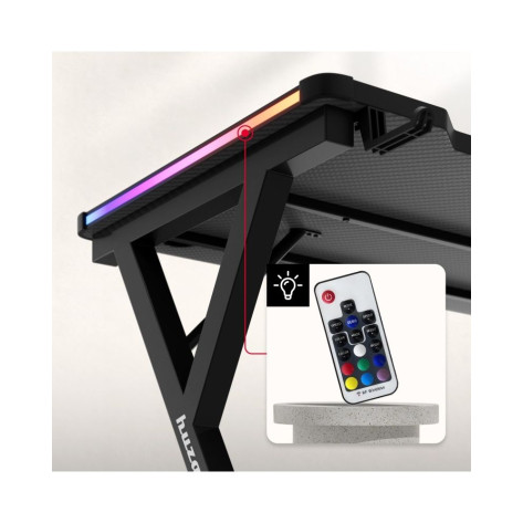 Гейминг бюро Huzaro – Hero 2.3 RGB, 120 x 60 cm, черен