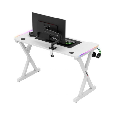 Гейминг бюро Huzaro – Hero 2.3 RGB, 120 x 60 cm, бял
