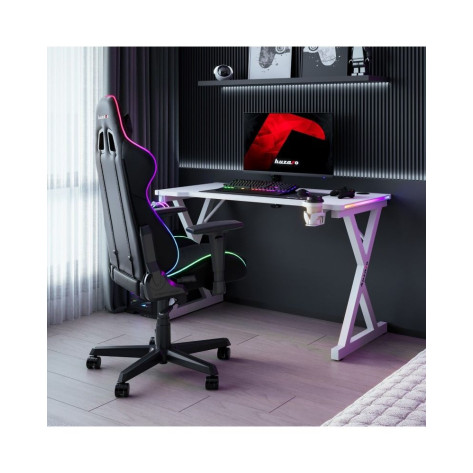 Гейминг бюро Huzaro – Hero 2.3 RGB, 120 x 60 cm, бял