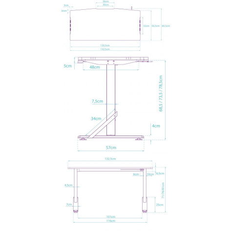 Гейминг бюро Ultradesk – Iron, 132,5 x 60,5 cm, бяло
