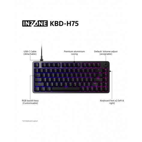 Гейминг клавиатура Sony INZONE KBD-H75 - Rapid Trigger, Developed with Fnatic