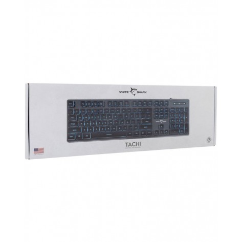 Гейминг клавиатура White Shark - TACHI, Ice Blue LED, черна