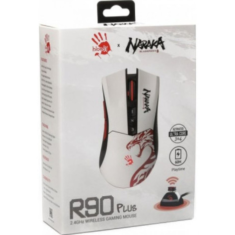 Гейминг мишка A4Tech - Bloody R90 Plus Naraka, оптична, безжична, черна