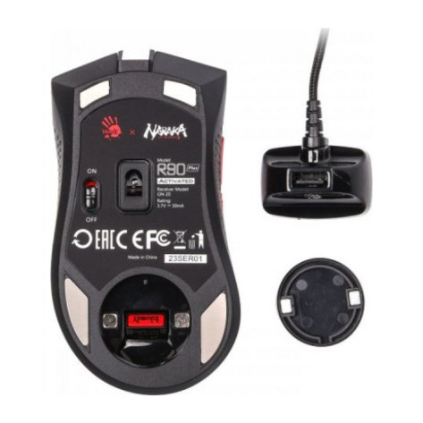 Гейминг мишка A4Tech - Bloody R90 Plus Naraka, оптична, безжична, черна