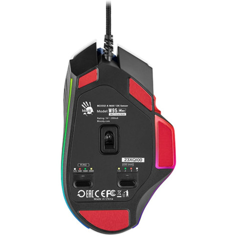 Гейминг мишка A4Tech - Bloody W95Max Sports Navy, оптична, черна/бяла