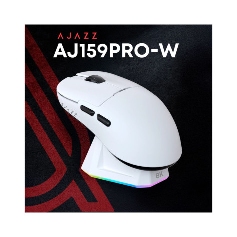 Гейминг мишка Ajazz - AJ159 Pro, 8K, оптична, безжична, бяла