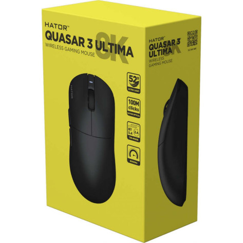 Гейминг мишка HATOR - Quasar 3 Ultima 8K, оптична, безжична, черна
