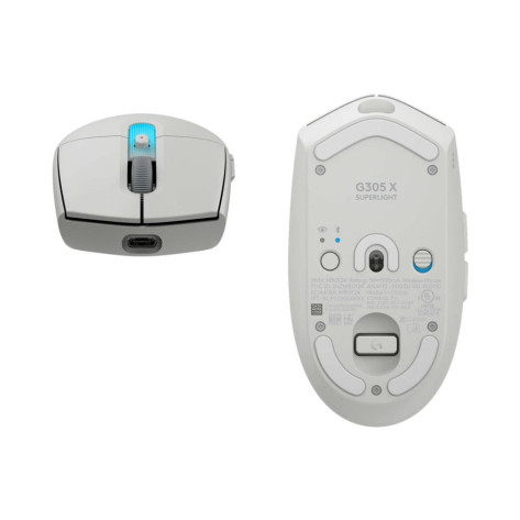 Гейминг мишка Logitech - G305 X SUPERLIGHT, оптична, безжична, бяла
