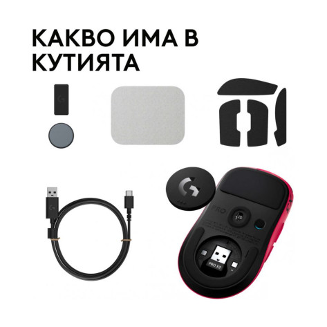 Гейминг мишка Logitech - Pro X3 Superstrike, безжична, оптична, розова