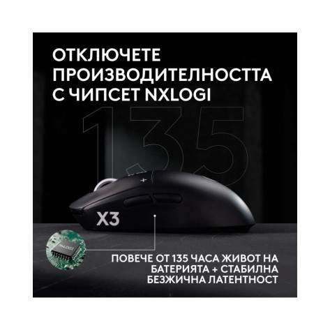 Гейминг мишка Logitech - Pro X3 Superstrike, безжична, оптична, розова