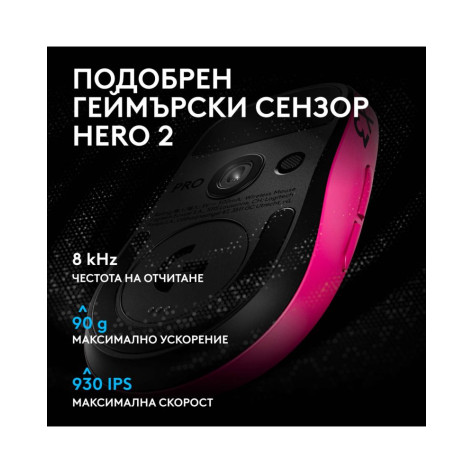 Гейминг мишка Logitech - Pro X3 Superstrike, безжична, оптична, розова