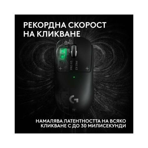 Гейминг мишка Logitech – Pro X3 Superstrike, безжична, оптична, черна
