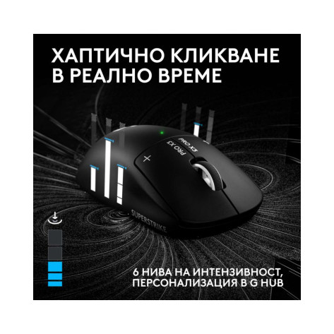 Гейминг мишка Logitech – Pro X3 Superstrike, безжична, оптична, черна