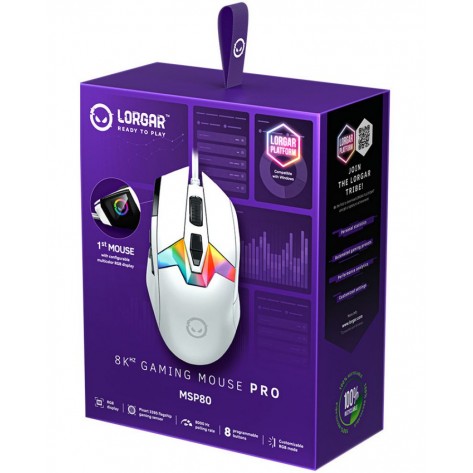 Гейминг мишка Lorgar - MSP80, оптична, бяла