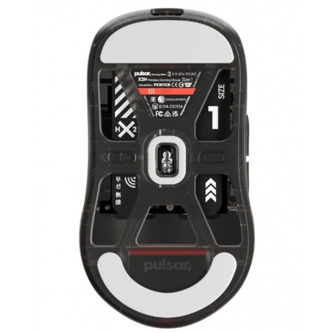 Гейминг мишка Pulsar - X2H Medium, оптична, безжична, Clear Black Edition