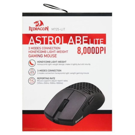 Гейминг мишка Redragon - K1NG Lite 1K M916-LIT-1K, оптична, безжична, черна