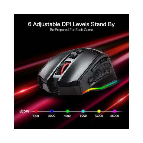 Гейминг мишка Redragon - Rind Pro M813, оптична, безжична, RGB, черна