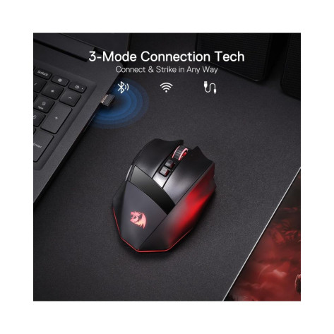 Гейминг мишка Redragon - Rind Pro M813, оптична, безжична, RGB, черна