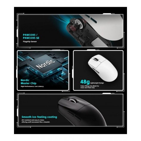 Гейминг мишка VXE - Dragonfly R1 SE+, оптична, безжична, черна