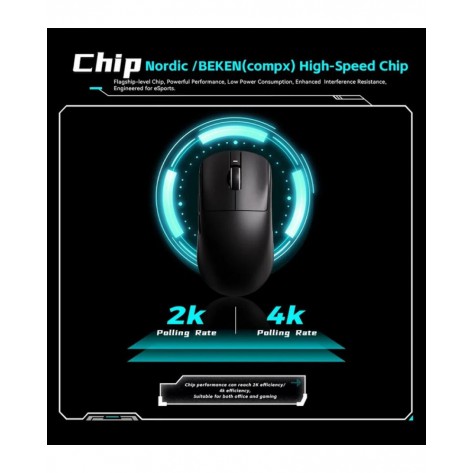 Гейминг мишка VXE - Dragonfly R1 SE+, оптична, безжична, черна