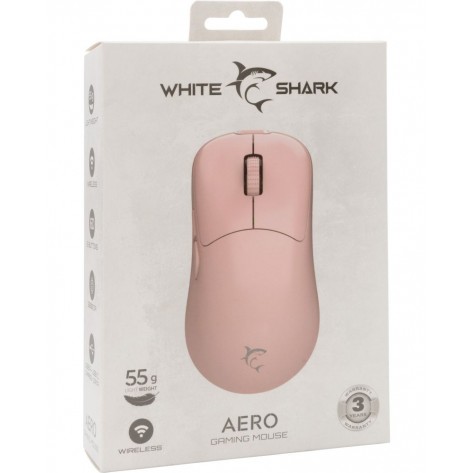 Гейминг мишка White Shark - AERO, оптична, безжична, розова