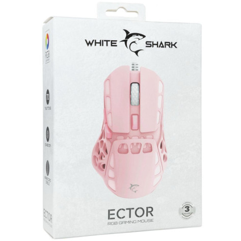 Гейминг мишка White Shark - Ector, оптична, розова