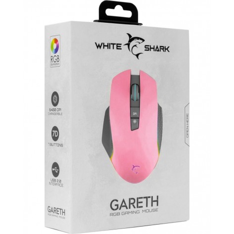Гейминг мишка White Shark - GARETH, оптична, розова