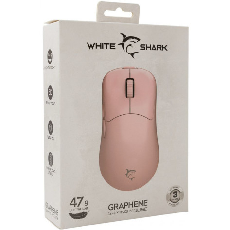 Гейминг мишка White Shark - Graphene, оптична, розова